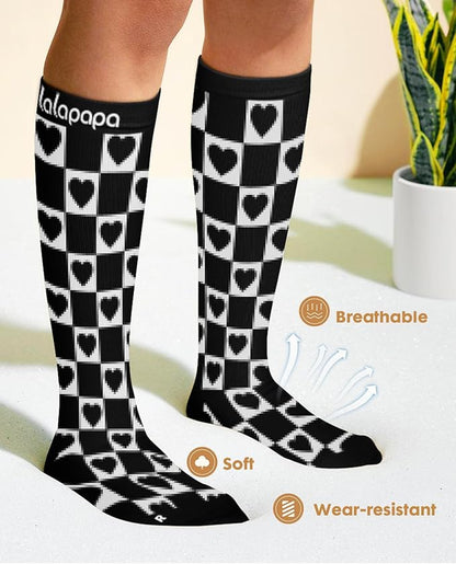 Cute Compression Socks for Women - 3 Pairs 20-30 mmHg Graduated Support Lightweight for Daily Wear Travel Nurse