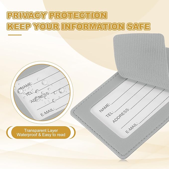 PATIKIL Leather Luggage Tag, 50 Pcs Luggage Tags Pu Bag Tags for Suitcases Airplane Travel Essentials, Grey