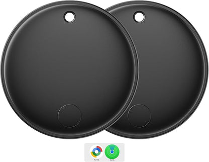 Eelexa Smart Tag Tracker, Dual System Air Tracker Tag for iOS and Android, Compatible with Apple Find My or Google Find Hub Smart Keys Finder Item Locator with Waterproof&Light (Black-2Pack)