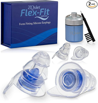 ZQuiet, Earplugs, Noise Reduction Earplugs for Sleep, Work, Concerts & Travel, Includes 2 Sizes, Premium Gift Box & Storage Case