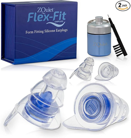 ZQuiet, Earplugs, Noise Reduction Earplugs for Sleep, Work, Concerts & Travel, Includes 2 Sizes, Premium Gift Box & Storage Case