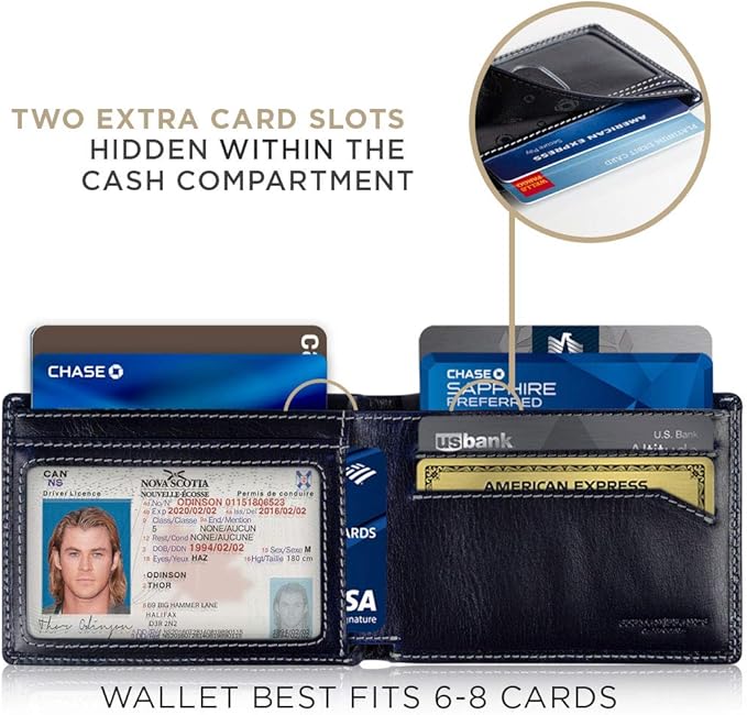 SERMAN BRANDS Mens Slim Bifold Wallet RFID Blocking Minimalist Front Pocket Wallets for Men - Thin & Stylish