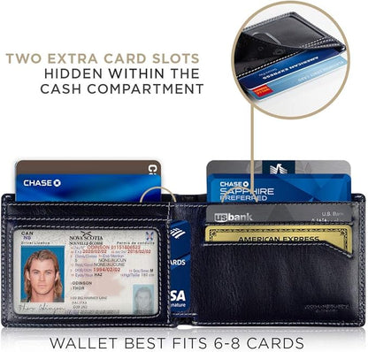 SERMAN BRANDS Mens Slim Bifold Wallet RFID Blocking Minimalist Front Pocket Wallets for Men - Thin & Stylish