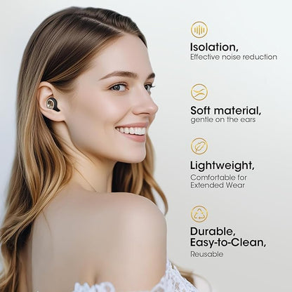 Ear Plugs for Sleeping, Reusable Silicone Earplugs for Noise Reduction, Concert Noise Cancelling Ear Plugs, Shooting Hearing Protection, Work, Travel & Study – 45dB SNR Sleep EarPlugs(Dark Black)