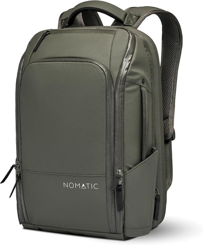 NOMATIC Travel Pack - 20L Water Resistant Laptop Bag - TSA-Ready Expandable Olive Backpack