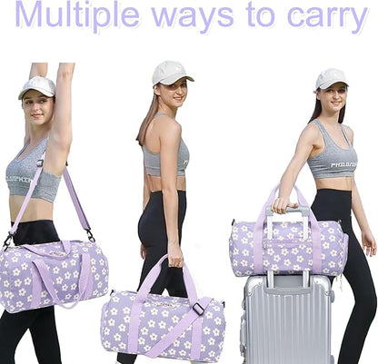 BLUBOON Duffle Bag Girls Kids Cute Gym Bag with Shoes Compartment & Wet Separation Waterproof Sports Overnight Travel Bag