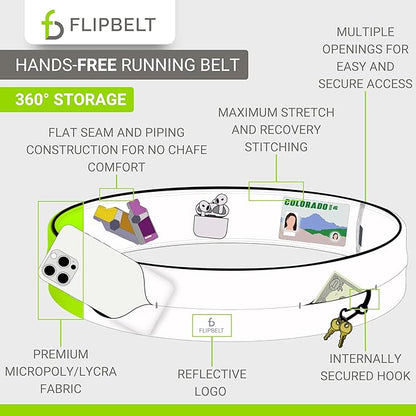 FlipBelt Classic Running Belt, Running Fanny Pack for Women and Men, USA Company