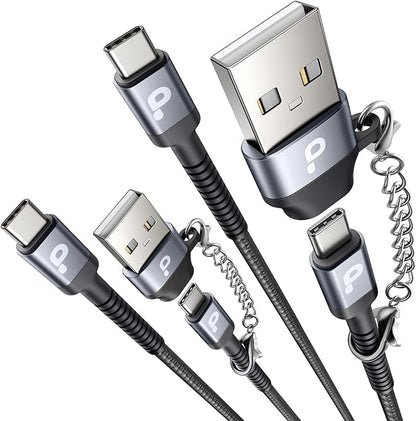 USB C Cable 10FT, USBA to USBC Cable, USBC to C Cable, 2Pack Type C Fast Charging Cables Nylon Braided Cable for iPhone 17/16/15/Pro/Plus/Pro Max/Samsung/LG, with USB C Female to USB A Male Adapter