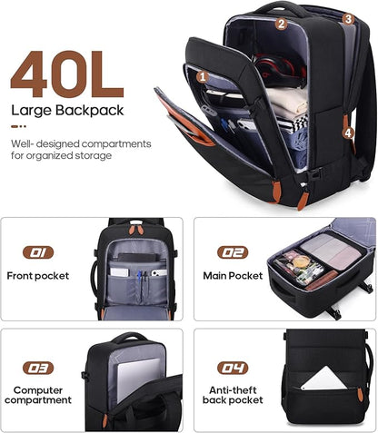 UKEIN Luggage Sets 3 Piece, PC Hardside Large Luggage 28 Inch With Spinner Wheels with TSA Lock, Checked Suitcase Set With Travel Backpack for Men (Black, 3 piece set (28inch))