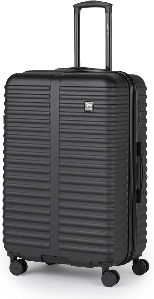 Nine West Suvi 28 Inch Hardshell Spinner, Large Expandable Checked Luggage, Extra Capacity Suitcase for Extended Travel Midnight Black