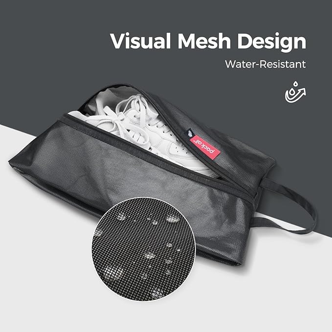 pack all Shoe Bag for Travel, Water-Resistant Shoe Pouch for Gym, Odor-Resistant Soccer Cleats Bag for Sport (Dual Pocket Version)