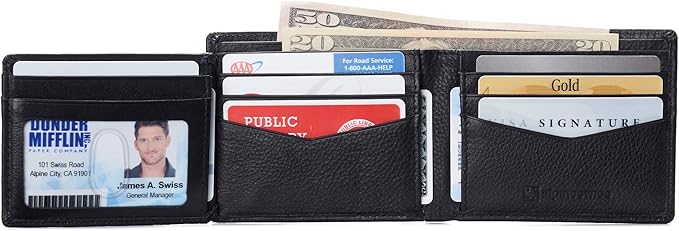 Alpine Swiss Mens Wallet for Men | RFID Protected Leather Mens Wallet | Spencer Bifold with Divided Bill Section | Gift Box | 2 ID Windows | 14 Card & Storage Pockets for Organization