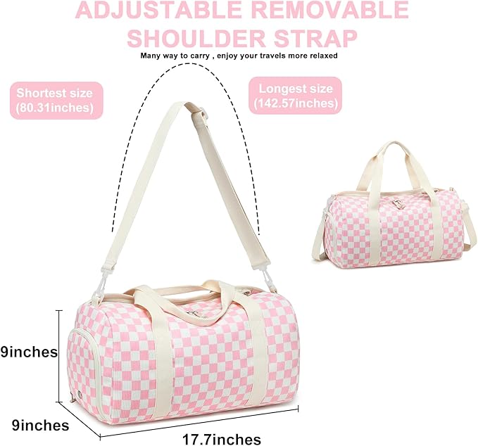 BLUBOON Duffle Bag Girls Kids Cute Gym Bag with Shoes Compartment & Wet Separation Waterproof Sports Overnight Travel Bag