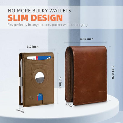 Zitahli Men's Wallets Airtag Holder Slim Rfid Leather with Gift Box