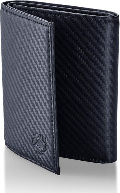 Stealth Mode Carbon Fiber Trifold RFID Wallet For Men With Flip Out ID Holder (Carbon Fiber)