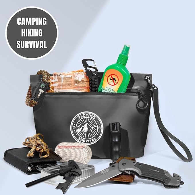 3-Pack Tactiko Heavy-Duty Splash Water Resistant Zipper Pouches - Hold-All Organizers for Dry Bags, Travel Bags (3, Blue/Yellow/Black)