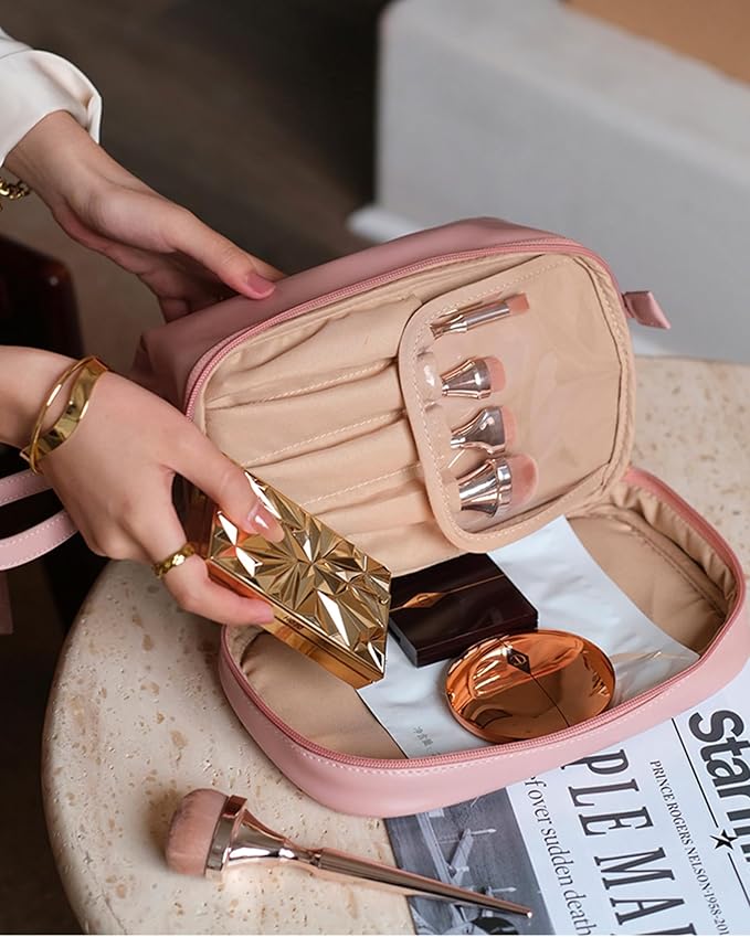 Gifts for 10 11 12 13 14 15 16 17 18 Year Old Girls, IMakeup Bags, Personalized Double Layer Cosmetic Bag with Makeup Brush Organizer, Gifts for Women Girlfriend Friends Female Mom Sister