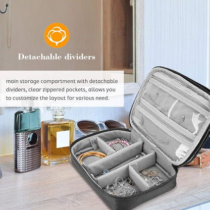 ProCase Travel Jewelry Case Organizer Bag, Soft Padded Jewelry Carrying Pouch Portable Storage Holder for Earrings Ring Necklace Bracelet Chain