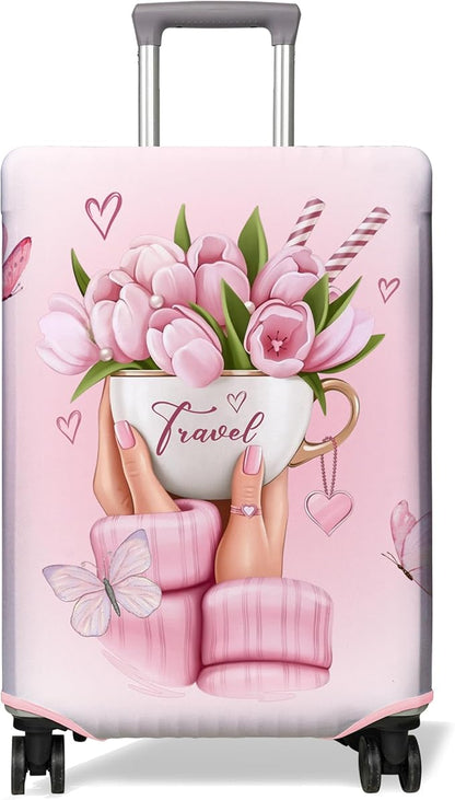 Travel Luggage Cover Suitcase Protector Fits 18-32 Inch Wheel Covers PatternedTravel Related Items Flower Luggage Protector Elastic M