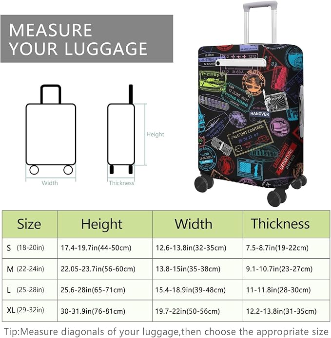 World Landmarks Travel Luggage Cover, Travel-Themed Suitcase Protector Stretchable, Washable Travel Suitcase Cover (M for 22-24 Inch Luggage)