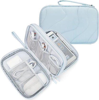 Skycase Tech Pouch - Lightweight Electronics Organizer Travel Case, Double Layers Travel Cable Organizer, All-in-One Storage Bag for Charger, Cord, Phone, Flash Drive, Accessories