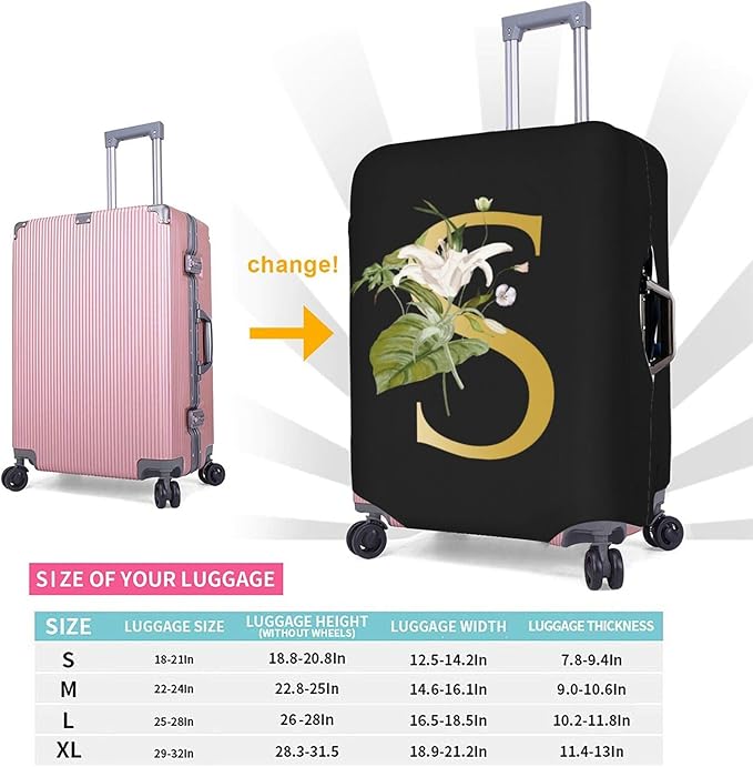 Decorative S Suitcase Protectors Elastic Washable Luggage Covers With Concealed Zippers For 18-32 Inch Luggage (Size Xl: Fits 29-32 Inch)