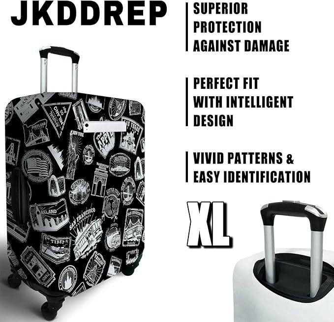 World Marks Travel Luggage Cover, Travel-Themed Suitcase Protector Stretchable, Washable Travel Suitcase Cover (XL for 29-32 Inch Luggage)
