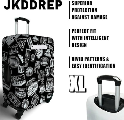 World Marks Travel Luggage Cover, Travel-Themed Suitcase Protector Stretchable, Washable Travel Suitcase Cover (XL for 29-32 Inch Luggage)