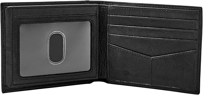 Fossil Men's Ingram Leather RFID-Blocking Bifold with Flip ID Wallet, Black, (Model: ML3784001)