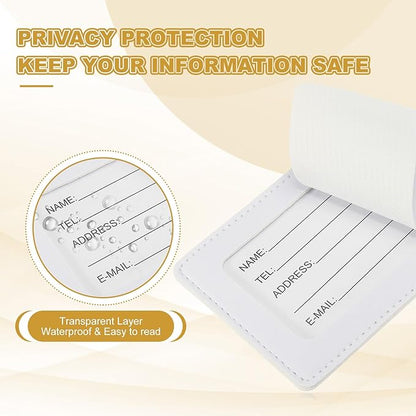 PATIKIL Leather Luggage Tag, 50 Pcs Luggage Tags Pu Bag Tags for Suitcases Airplane Travel Essentials, White