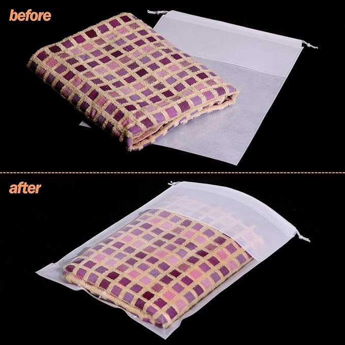 24 Pack Portable Shoe Bags for Travel Large Shoes Pouch Storage Organizer Clear Window with Drawstring for Men and Women White