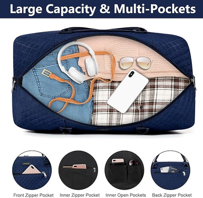 Weekender Bag for Women, Travel Duffel Bag Carry On Overnight Bag with Shoe Compartment Large Nylon Travel Weekend Tote Bag