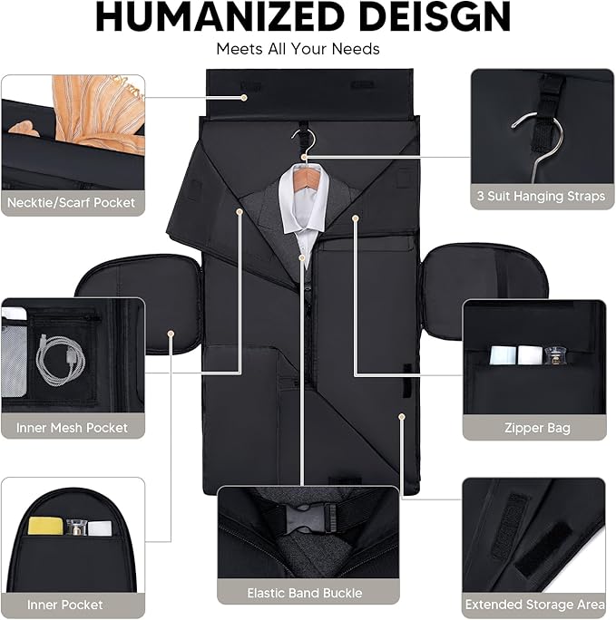 Garment Bag for Airplane Travel, Carry On Garment Duffle Bags for Women, 2 in 1 Travel Suit Bag with Shoes Compartment Carry on Bag Hanging Garment Bag Travel with Shoulder Strap,Grey