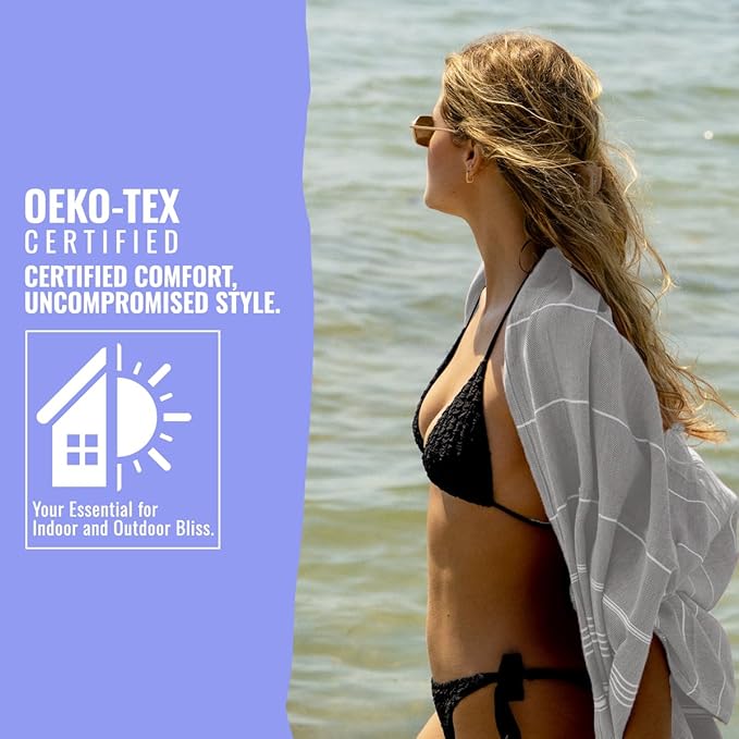 Beach Towel 100% Cotton Turkish Beach Towel Adult 38x70 Inch Pre-washed Absorbent Extra Large|Sand Free Quick Dry BathTowels|Lightweight Blanket|Travel Cruise Camping Spa Gym Yoga Towel|Dapple Grey