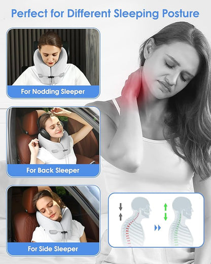 jiaao Travel Pillow, Neck Pillow Airplane, Plane Pillow Memory Foam Travel Neck Pillow with 360° Head and Neck Support, Portable Travel Essential Suitable for Airplane, Car, Train, or Bus Trip