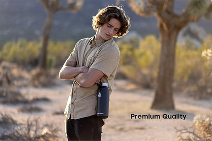 HYDRO CELL Stainless Steel Insulated Water Bottle with Straw - For Cold & Hot Drinks - Metal Vacuum Flask with Screw Cap and Modern Leakproof Sport Thermos for Adults (Black 40oz)