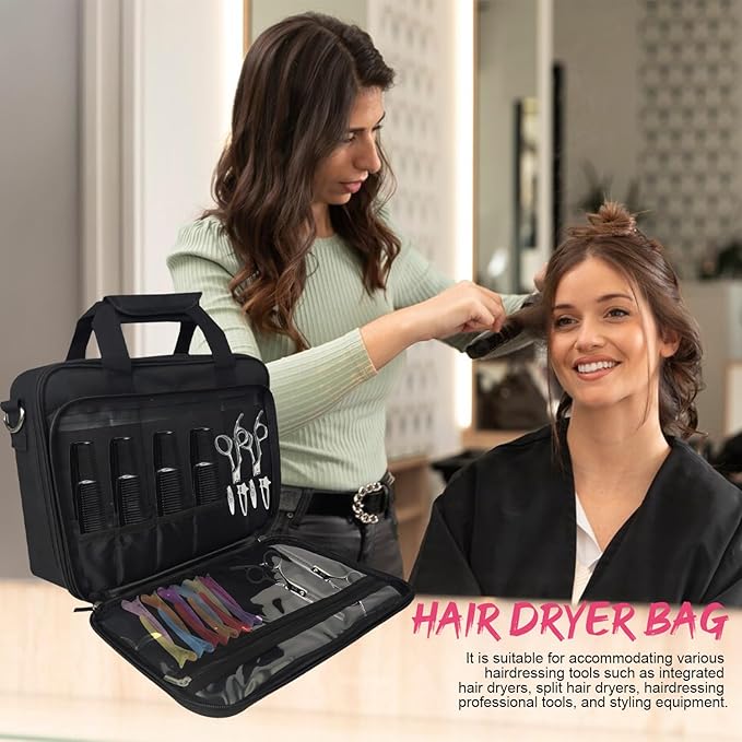 Barber Tool Bag, 13.9 * 3.94 * 11.02in Travel Case for Hair Clippers Hair Trimmer Storage Organizer Portable Clipper Case Barber Supplies Organizer Bag for Combs Clipper guards Men Razor Guard