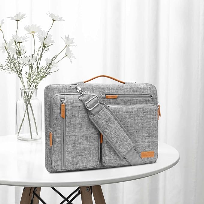 MOSISO 360 Protective Laptop Shoulder Bag,14 inch Computer Bag Compatible with HP Lenovo Dell ASUS Acer, HP, Dell Latitude, Lenovo,Side Open Messenger Bag with 4 Zipper Pockets&Handle, Gray