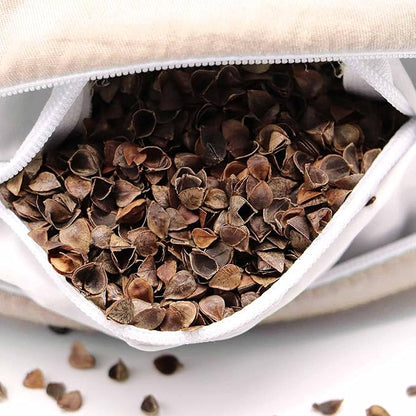 Buckwheat Neck Pillow for Sleeping U Shaped Pillow Cooling Travel Head Support Pillow for Neck Pain Relief Side Sleepers Buckwheat Hulls Concealed Zipper (12x12 inch, Light-tan)