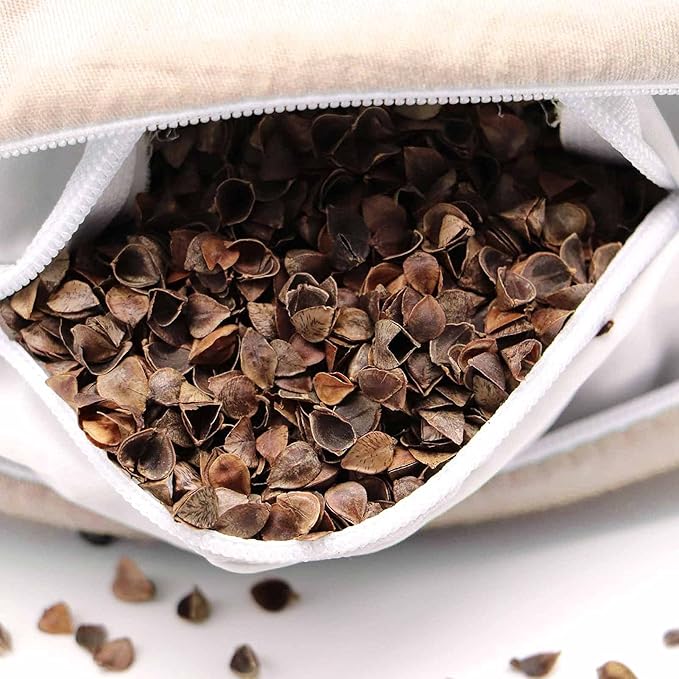 Buckwheat Neck Pillow for Sleeping U Shaped Pillow Cooling Travel Head Support Pillow for Neck Pain Relief Side Sleepers Buckwheat Hulls Concealed Zipper (12x12 inch, Light-tan)