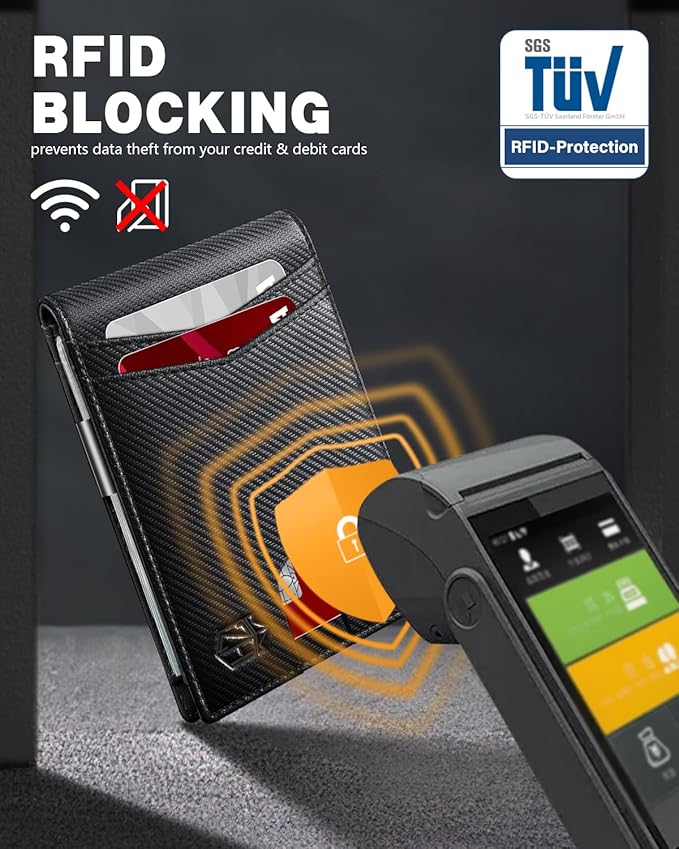 Zitahli Money Clip Wallets for Men,Slim Bifold Wallet 10-12 Cards, Mens Leather Wallet with ID Window,RFID Blocking Thin Minimalist Credit Card Holder,Gifts for Him