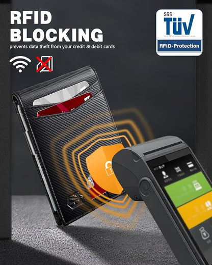 Zitahli Money Clip Wallets for Men,Slim Bifold Wallet 10-12 Cards, Mens Leather Wallet with ID Window,RFID Blocking Thin Minimalist Credit Card Holder,Gifts for Him