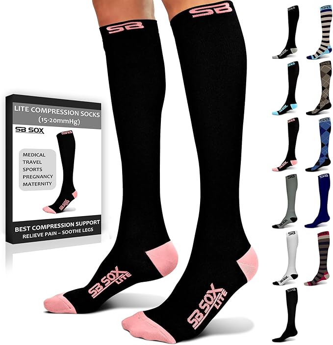 SB SOX Lite Compression Socks for Men & Women (15-20mmHg) – Best Compression Socks for Travel, Sports, and Daily Wear - XXL Sizes too!