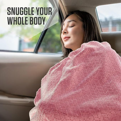 VENTURE 4TH Travel Blanket Pillow – Premium Ultra-Soft & Warm 2-in-1 Blanket or Pillow for Airplane, Car & Bus – Compact, Lightweight & Portable – Lint-Free, No Shedding, No Pilling - Pink