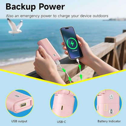 HandFan 10400mAh Personal Handheld Fan, 40Hrs Long-Lasted Hand Fan Rechargeable, Mini Cooling Fans Foldable, Heavy Duty Battery Fans Portable for Travel Beach Concerts Cruise Makeup(Pink)