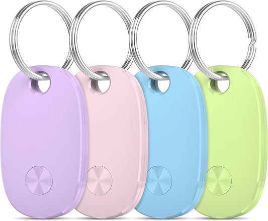 Tracker Tags-4 Pack, Bluetooth Tracker Works with Apple Find My APP (iOS Only), Keys Finder and Item Locator for Luggage, Backpack, Suitcases, Replaceable Battery, IP67 Waterproof weTag pro
