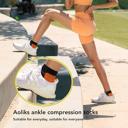 5 Pairs Copper Compression Socks for Women & Men - Ankle Plantar Fasciitis Arch Support Running Socks for Athletic