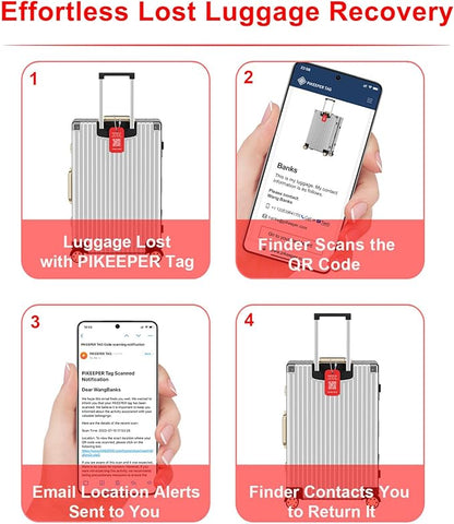 Smart Luggage Tags (4-Pack) - QR Code Shows Scanner’s Location on Scan, Privacy-Controlled Contact Info, Lost Item Alerts, Waterproof Aluminum for Travel Bags & Backpacks