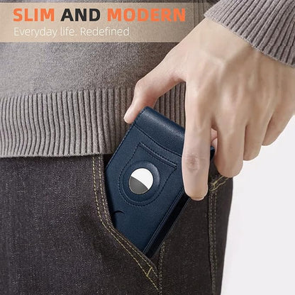 RUNBOX AirTag-Wallet-Mens-Slim-RFID Blocking Wallets Leather with Bill Compartment Air Tag Bifold Card Holder Wallet Gifts for Men Dad