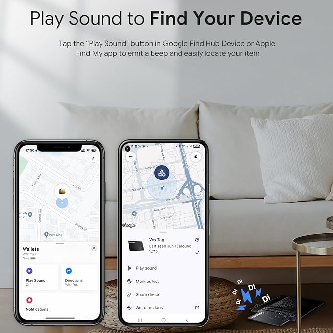 ATUVOS Dual System Air Card Tag Pro 2 Pack, Rechargeable Wallet Tracker Work with Android Google Find Hub or iOS Apple Find My APP (Huawei not Supported), Smart Finder Locator for Wallet/Luggage/Bag